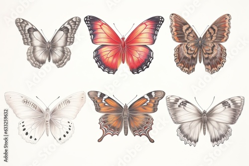 Graceful Butterfly Symphony: Wings Fluttering in Harmony with Nature's Melodies - A Captivating Butterfly Drawing, generative AI