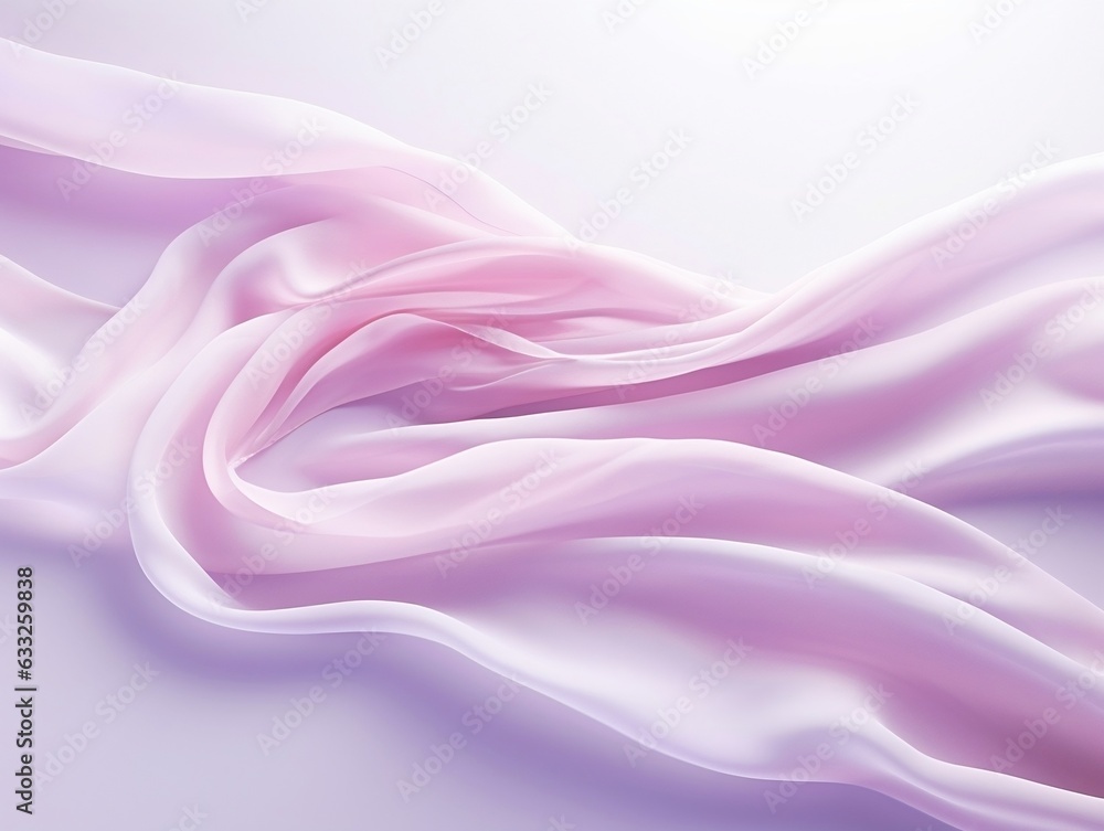 Fototapeta premium Beautiful silk pastel pink violet white cloth floating flying in the air generative ai