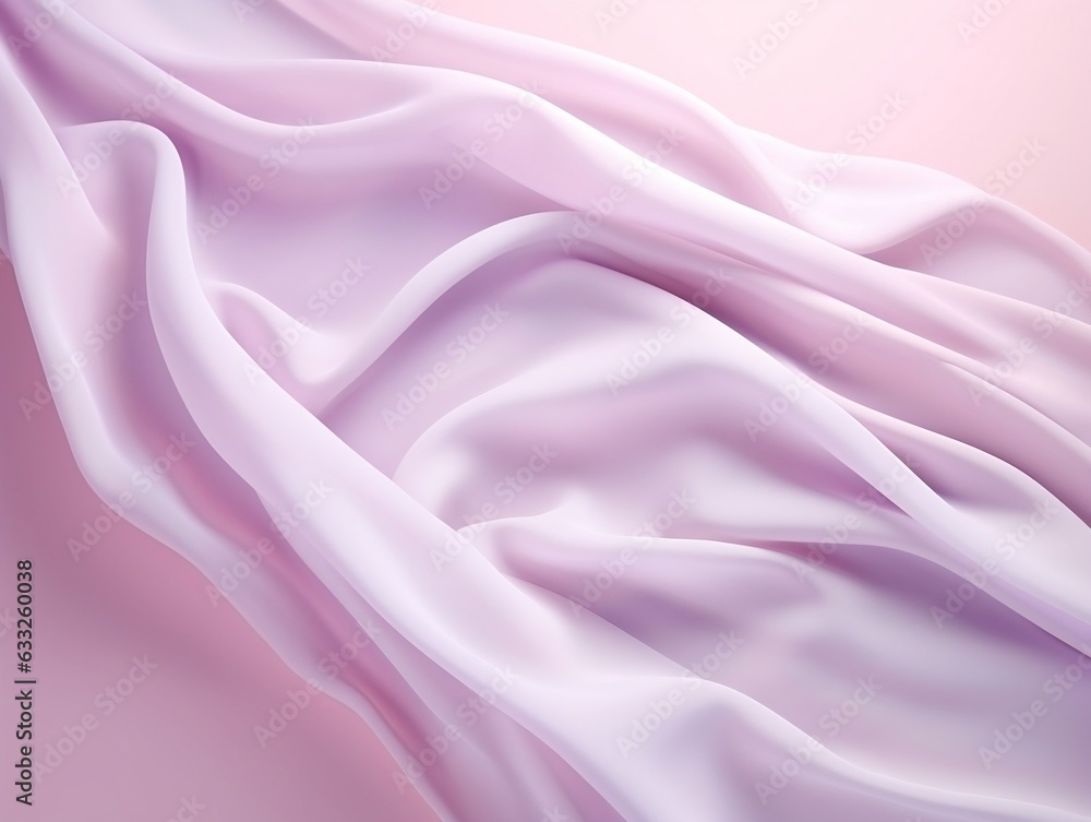 Fototapeta premium Beautiful silk pastel pink violet white cloth floating flying in the air generative ai