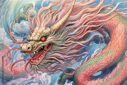 Majestic Chinese Dragon: A Spectacle of Colors, Ancient Wisdom, and Power in Twisting and Turning, generative AI