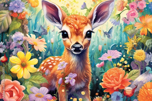 Adorable Baby Animals Playfully Frolicking in a Colorful Wonderland of Joy and Innocence, Amidst Flowers and Smiles, generative AI