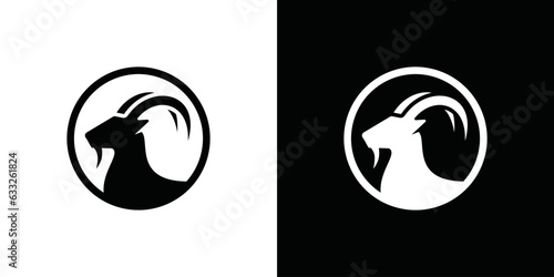 Goat head logo design inspiration in circle,