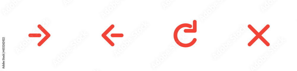 red color web button icon set, next page, previous page, reload or refresh button, and close or stop button red color web button icon set, next page, previous page, reload or refresh button, and close or stop button
