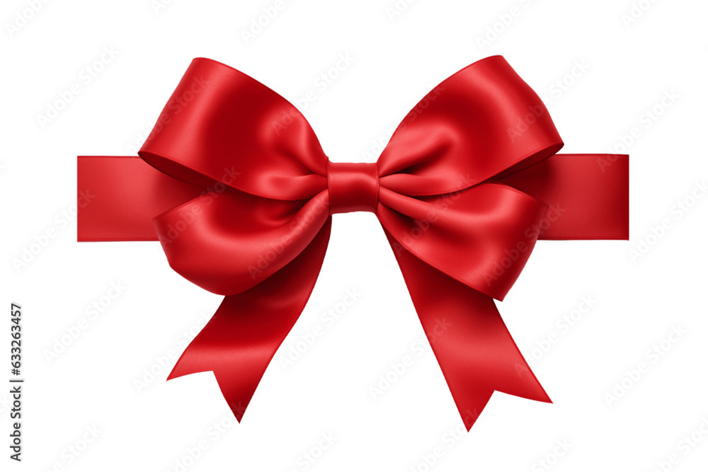 Red ribbon and bow isolated on transparent background Red ribbon and bow isolated on transparent background