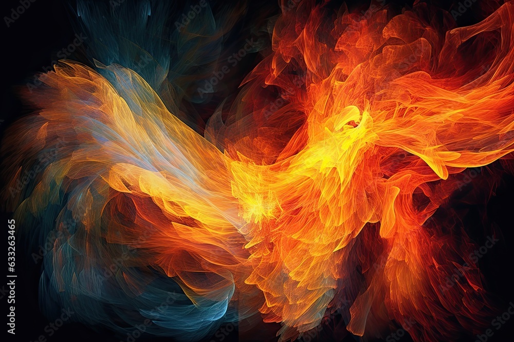 Fiery Dance: Mesmerizing Flames Twirling and Leaping in a Enchanting Display of Light and Heat, generative AI