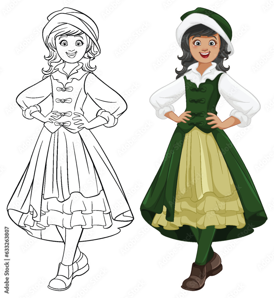 Fototapeta premium Smiling Woman in Traditional Austrian Outfit
