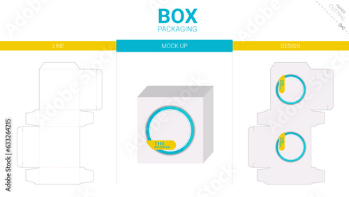 Box packaging and mockup die cut template
