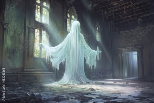 Whispers of the Past: A Gentle Ghost's Tales in an Abandoned Mansion, generative AI