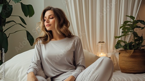 Ultra-soft and cozy modal loungewear set, a perfect companion for moments of relaxation, offering an oasis of softness and tranquility in the midst of your everyday routine. Generated by AI. photo