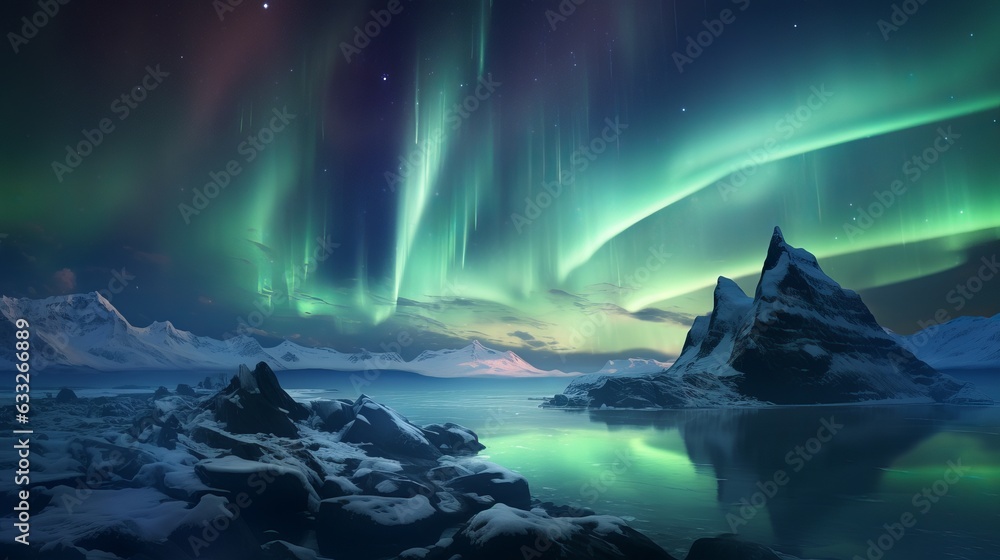 A breathtaking view of the Northern Lights. Generative AI