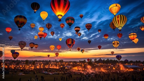 A breathtaking view of a hot air balloon festival. Generative AI