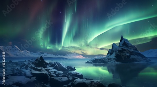 A breathtaking view of the Northern Lights. Generative AI © Elchin Abilov