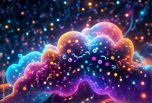 a colorful cloud with dots and lines 