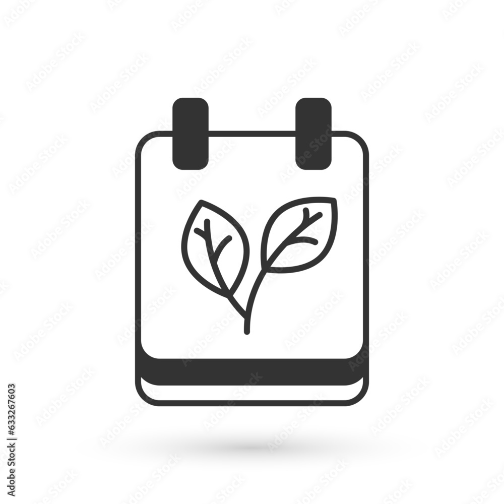 Grey Calendar with autumn leaves icon isolated on white background. Vector Grey Calendar with autumn leaves icon isolated on white background. Vector