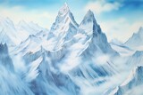 Peaks of Wonder: Majestic Mountains Rising High in Snowy Summits, generative AI