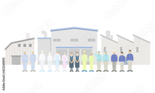 工場で働く人々のイラスト