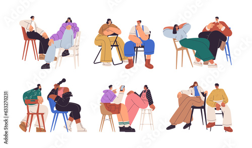 Print op canvas People talking, speaking sitting on chairs