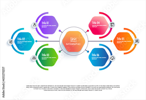 Infographic template for business 6 step option modern design planning, data, strategy, diagram, vector infographic easily change title to use for presentation data report or progress