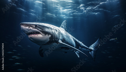 Shark in deep sea © Pixzot
