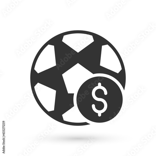 Grey Soccer football betting money icon isolated on white background. Football bet bookmaker. Soccer betting online make money. Vector