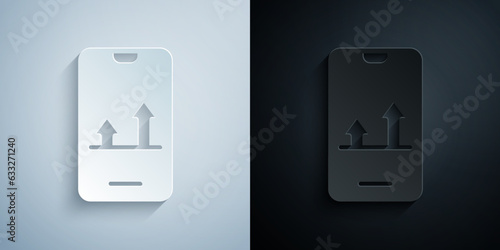 Paper cut Online sports betting icon isolated on grey and black background. Sport bet bookmaker. Betting online make money. Paper art style. Vector