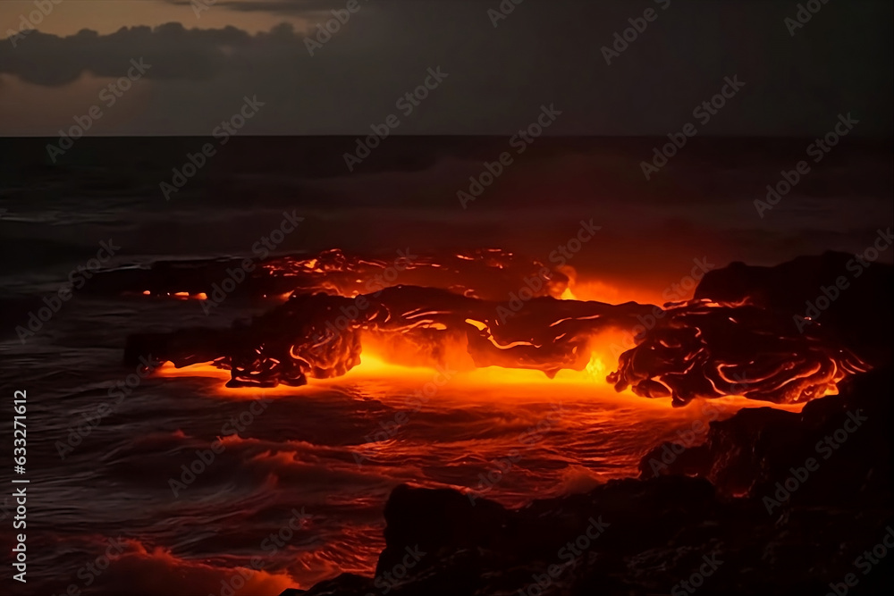 Close-up on the lava of the volcano. 