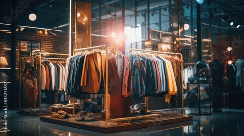 display of luxury cloths backdrop of lights