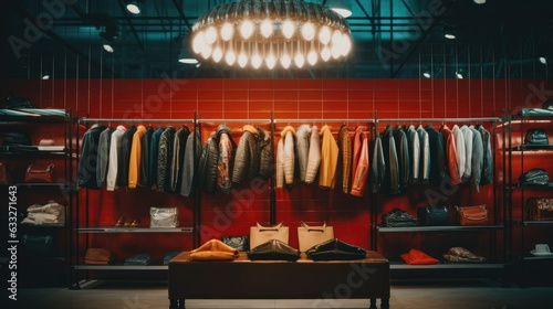 display of luxury cloths backdrop of lights