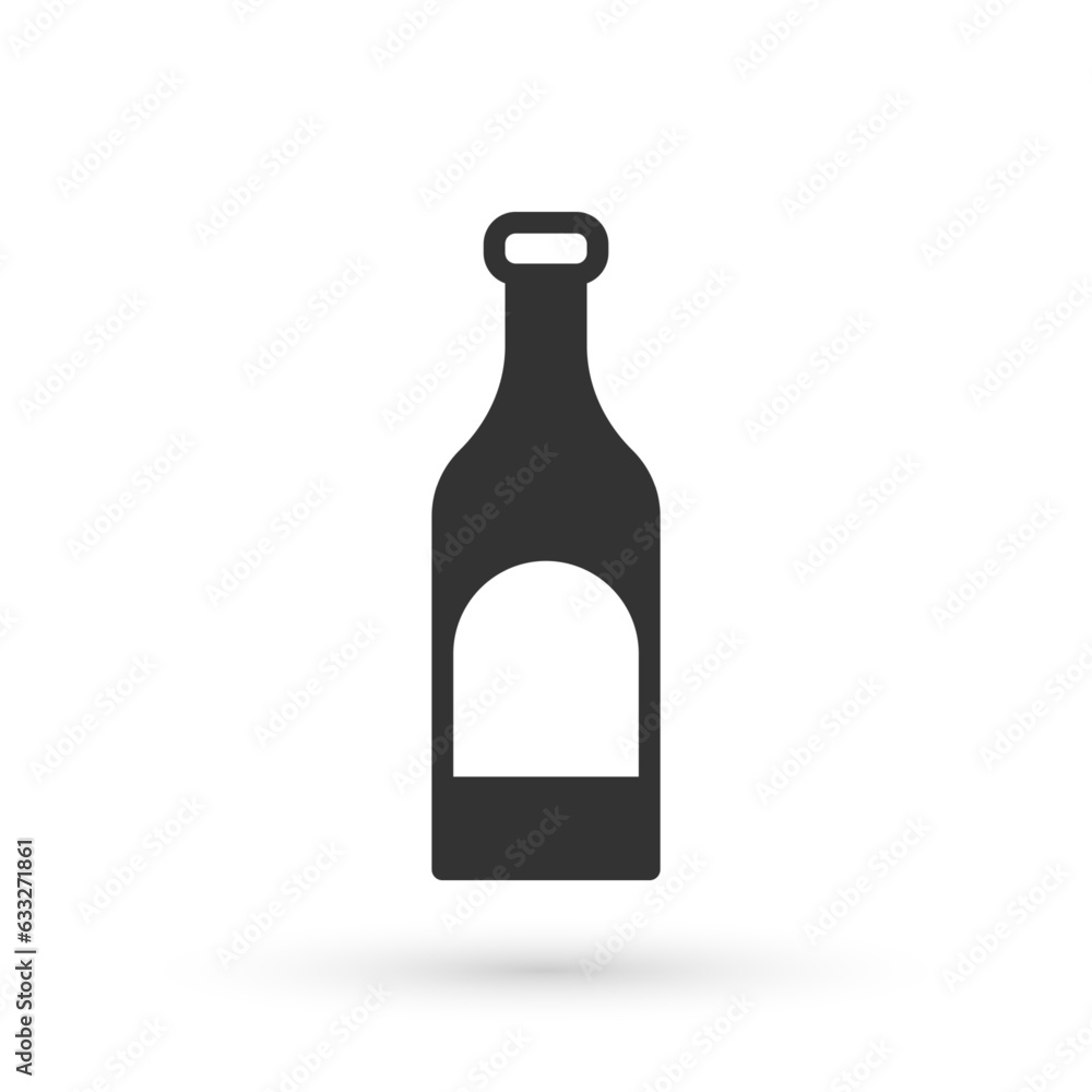 Grey Bottle of wine icon isolated on white background. Vector