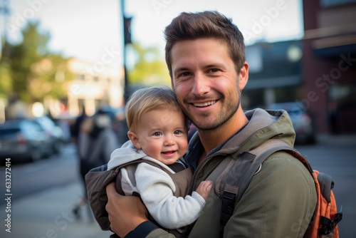 Man Holding A_Baby In His Arms. Happy Father And Daughter. Ai Generated
