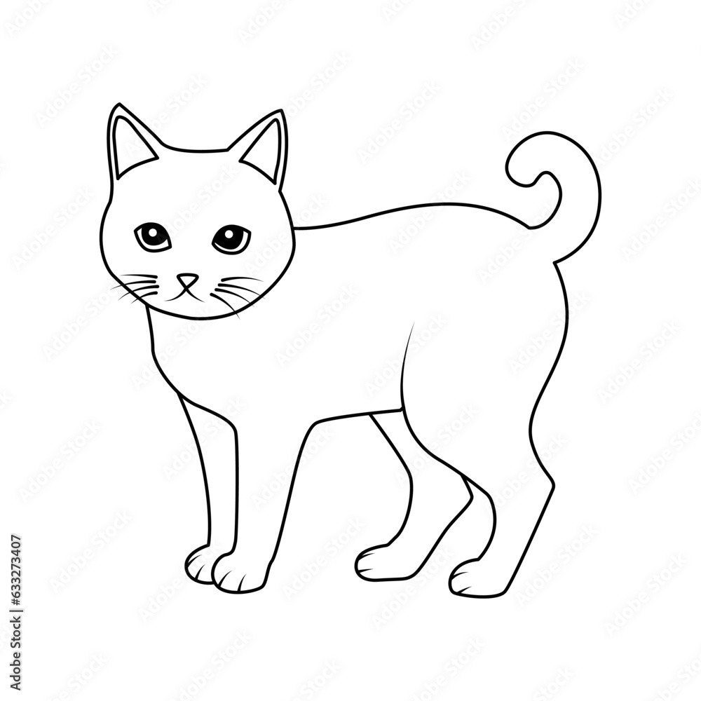 Fototapeta premium Continuous single line drawing of cat pet vector illustration 