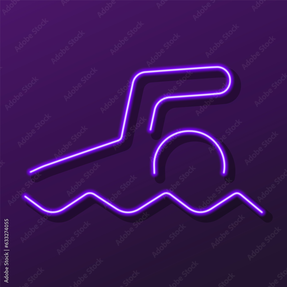 swimming neon sign, modern glowing banner design, colorful modern design trend on black background. Vector illustration. swimming neon sign, modern glowing banner design, colorful modern design trend on black background. Vector illustration.