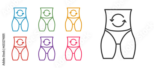 Set line Metabolism of human organism icon isolated on isolated on white background. Digestion, metabolic system and hormones concept. Set icons colorful. Vector