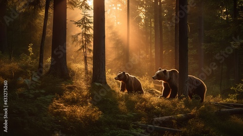 Witnessing Wildlife Wonders: Generative AI Chronicles a Heartwarming Encounter with Brown Bear and Cubs During Canada's Golden Hour