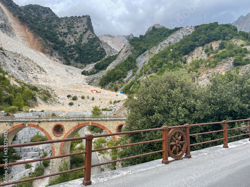 old stone bridge in the ponte di vara, carrara photo