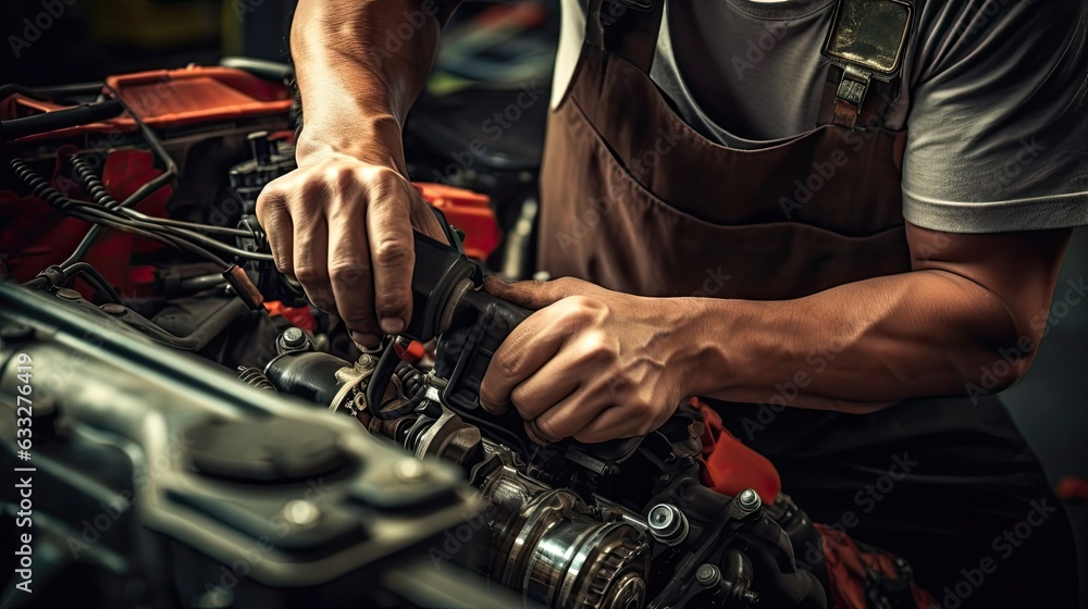 Repair as an expert auto repair specialist focuses on fixing a malfunctioning starter solenoid, a vital component for initiating engine ignition and smooth driving. Generated by AI. Repair as an expert auto repair specialist focuses on fixing a malfunctioning starter solenoid, a vital component for initiating engine ignition and smooth driving. Generated by AI.