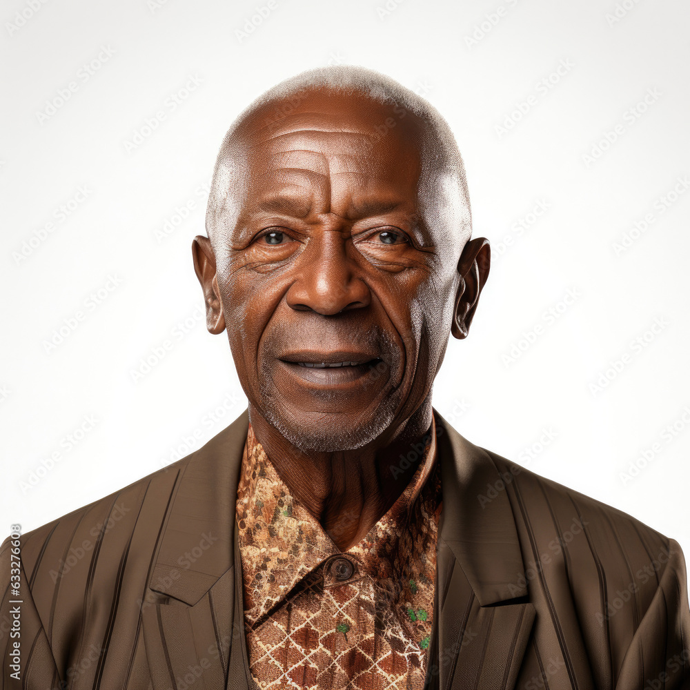Studio shot of a confident African elderly man isolated on a pure white background. Studio shot of a confident African elderly man isolated on a pure white background.