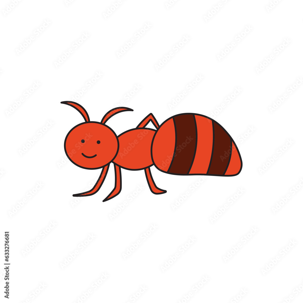 Fototapeta premium Kids drawing Cartoon Vector illustration ant icon Isolated on White Background