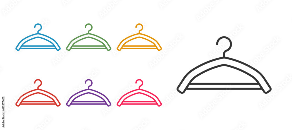 Set line Hanger wardrobe icon isolated on white background. Cloakroom icon. Clothes service symbol. Laundry hanger sign. Set icons colorful. Vector Set line Hanger wardrobe icon isolated on white background. Cloakroom icon. Clothes service symbol. Laundry hanger sign. Set icons colorful. Vector