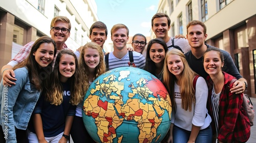 College students take part in a study abroad program, embracing the opportunity to study and live in foreign lands. Generated by AI. photo