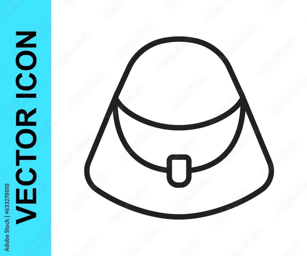 Black line Handbag icon isolated on white background. Female handbag sign. Glamour casual baggage symbol. Vector
