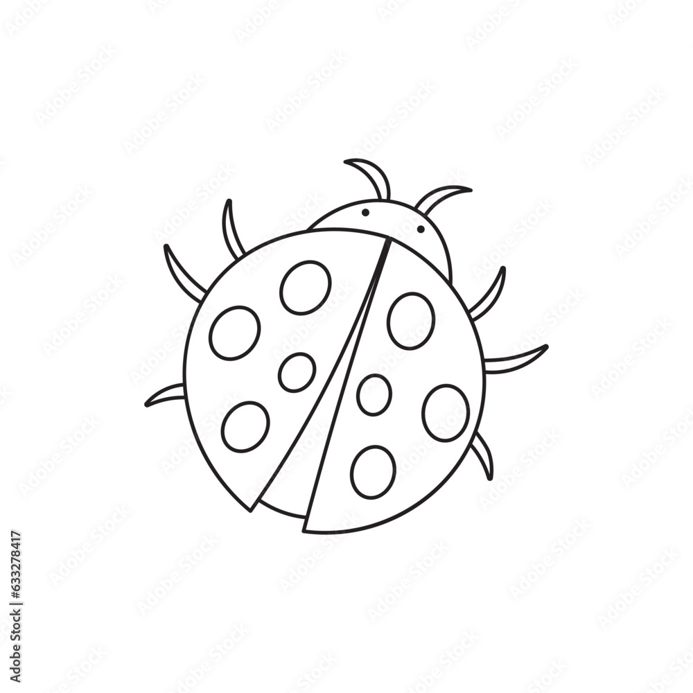 Hand drawn Kids drawing Cartoon Vector illustration ladybug icon Isolated on White Background Hand drawn Kids drawing Cartoon Vector illustration ladybug icon Isolated on White Background