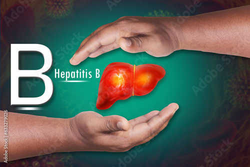 Hepatitis B virus infection. Liver disease. 3d illustration