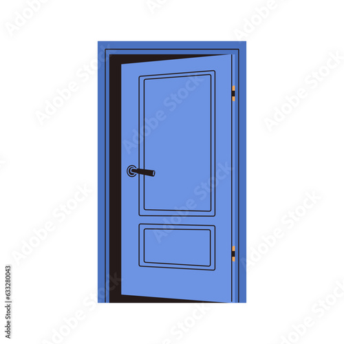 Ajar door, entrance, exit. Open entry, house doorway, home doorframe. Portal ...