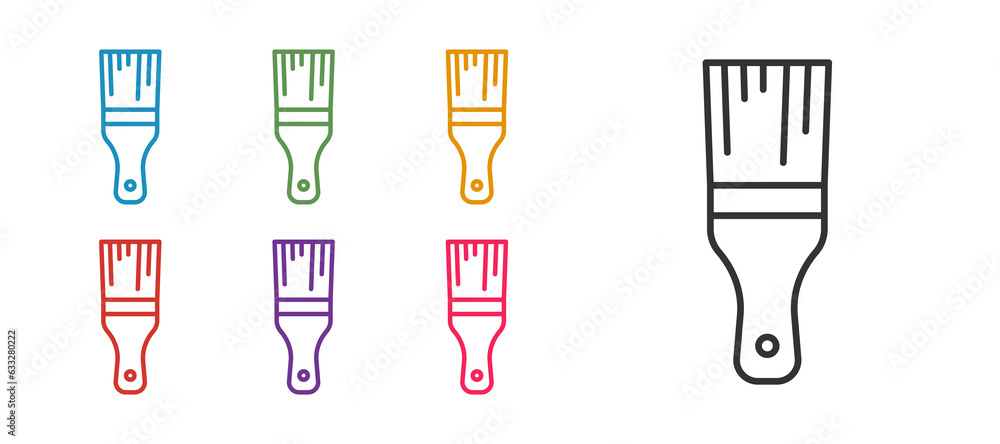 Set line Paint brush icon isolated on white background. Set icons colorful. Vector Set line Paint brush icon isolated on white background. Set icons colorful. Vector