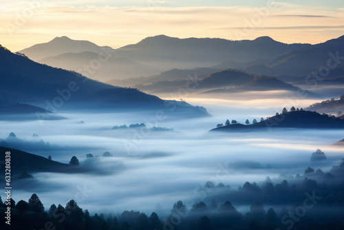 Capturing the first light of dawn over mist-covered hills, love  © Лариса Лазебная