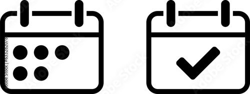 Simple Black and White Calendar Time Appointment Icon Set. Vector Image.