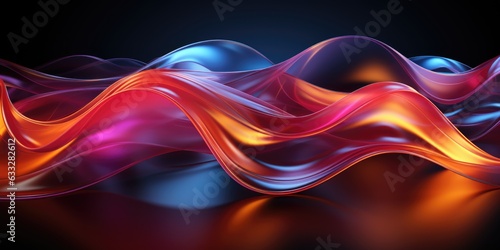 Abstract fluid 3d futuristic Background with neon glowing wave. Generative AI