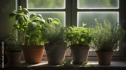 Pots with herbs © PlikArts