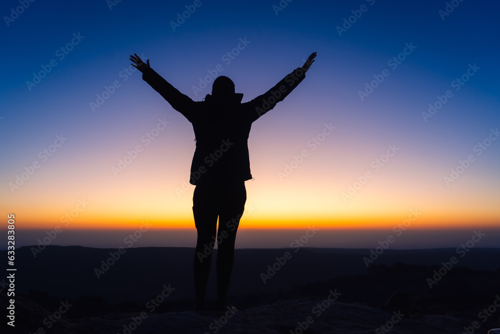 silhouette of person with arms outstretched